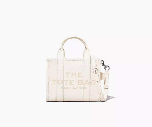 MARC JACOBS THE LEATHER MINI TOTE BAG  COTTON/SILVER